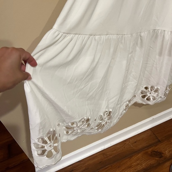 Simply Vera Vera Wang Embroidered Hem Maxi Tank Dress White Size Med Boho Chic - Picture 4 of 12